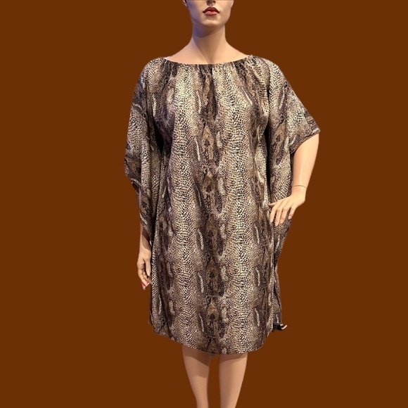 Igigi Kaftan Caftan Size 18/20 Neutral Brown Beige Snakeskin Print Midi Sash NWT - Picture 13 of 15